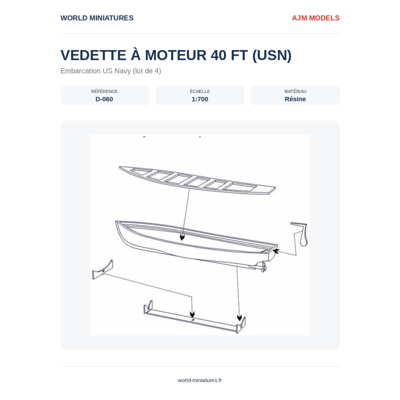 AJM Models D060 – Bateau à moteur USN 40 pieds – 1/700