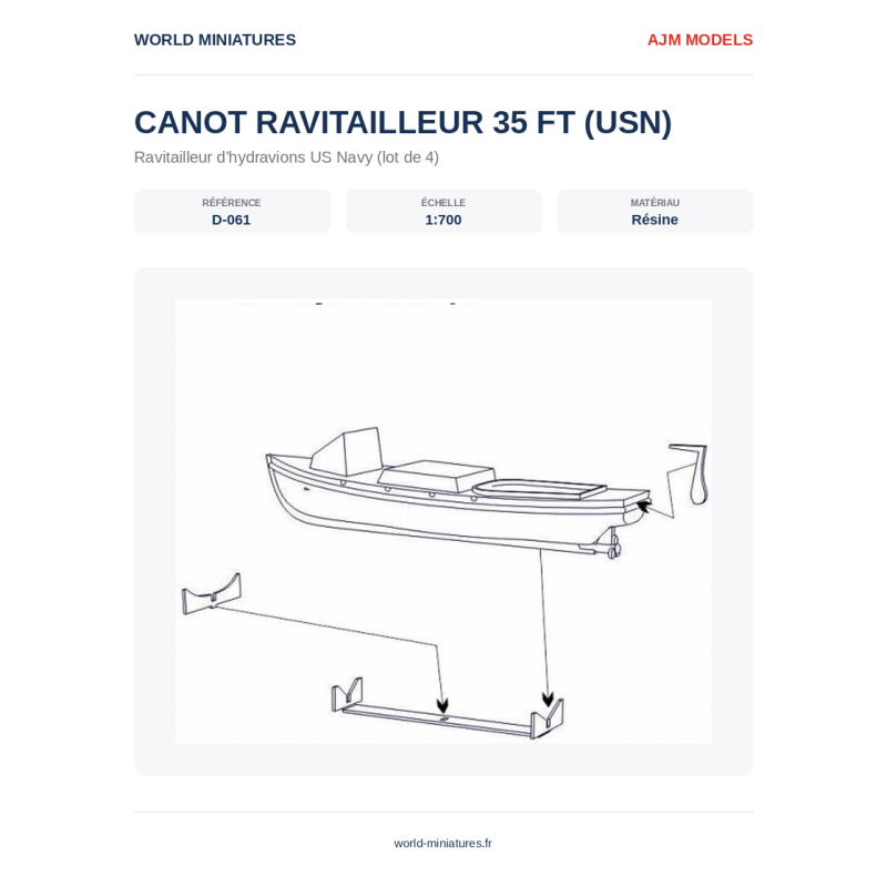 AJM Models D061 – Bateau ravitailleur USN 35 pieds (Aircrafts) – 1/700