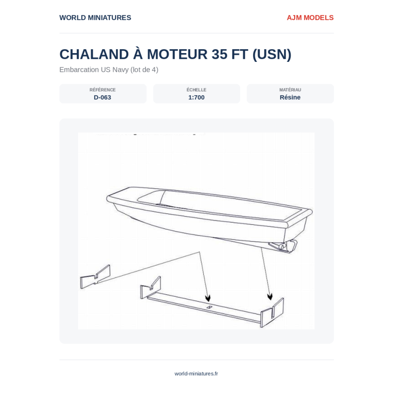 AJM Models D063 – Barge à moteur USN 35 pieds – 1/700