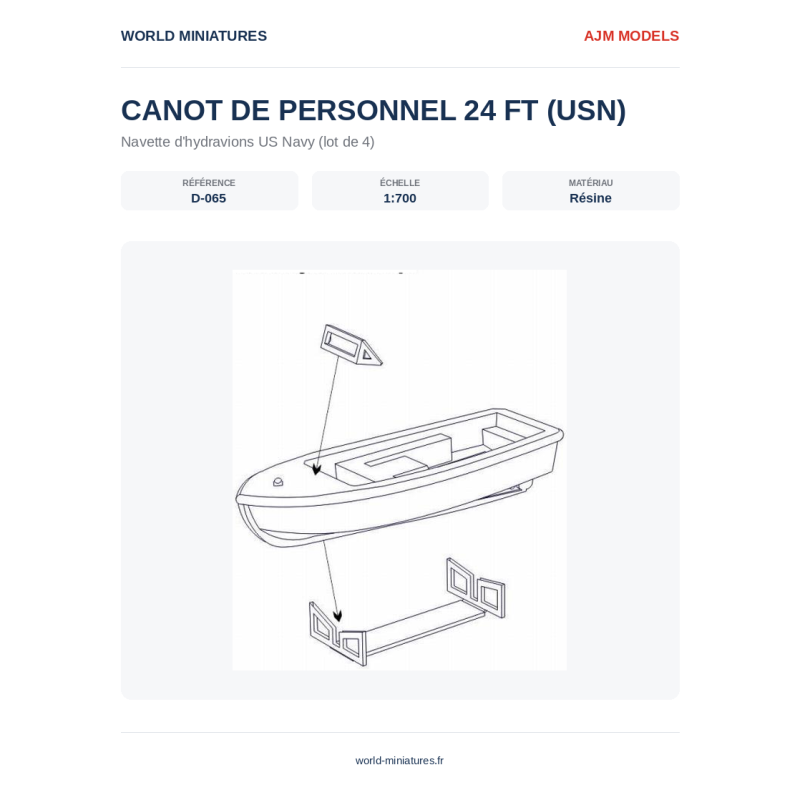AJM Models D065 – Bateau de personnel aéronaval USN 24 pieds – 1/700