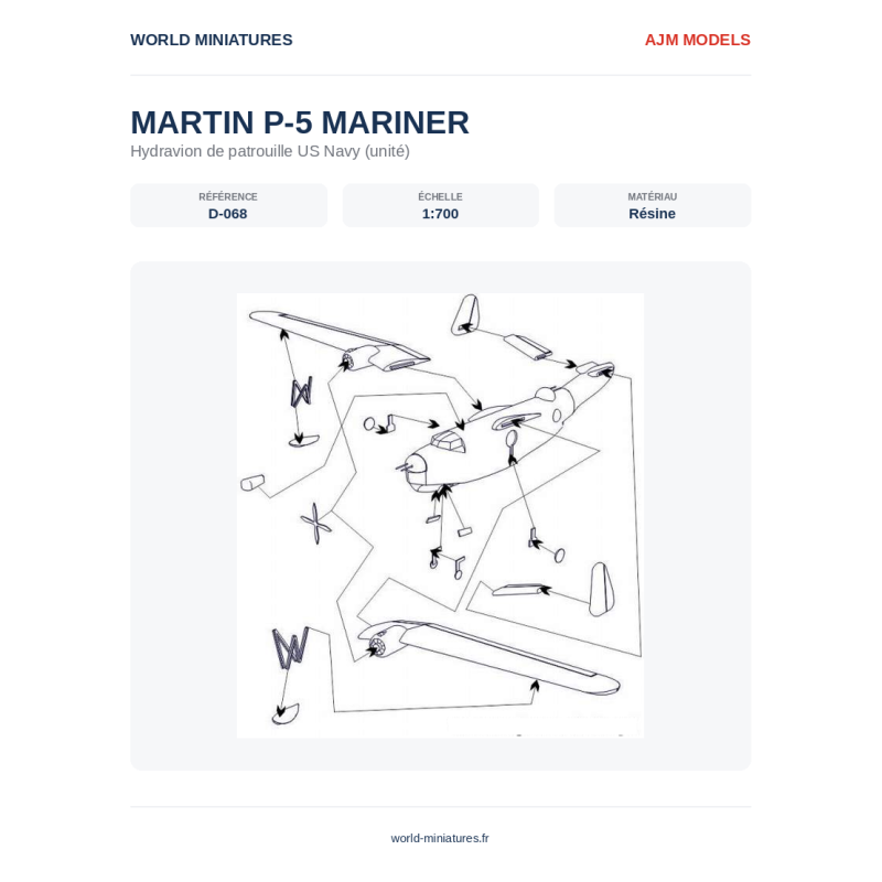 AJM Models D068 – Hydravion Martin P5M Mariner – 1/700