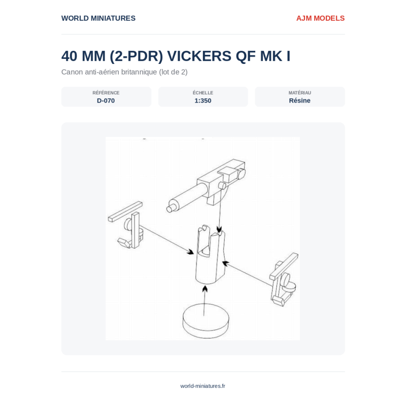 AJM Models D070 – Canon Vickers QF 40 mm (2 pdr) Mark I – 1/350