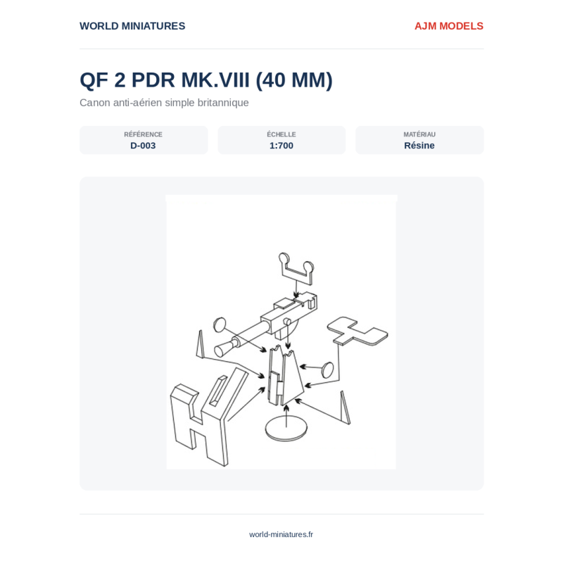 AJM Models D003 – QF 2 Pdr Mk.VIII Simple (1:700)