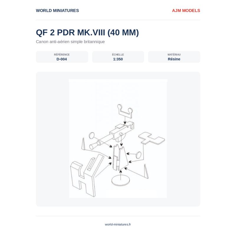 AJM Models D004 – QF 2 Pdr Mk.VIII Simple (1:350)