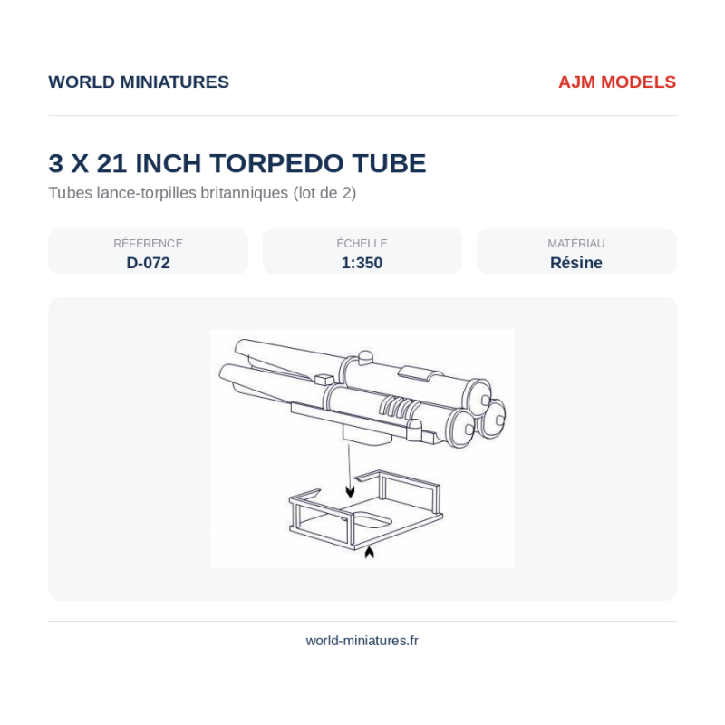AJM Models D072 – Tube lance-torpilles triple de 21 pouces – 1/350