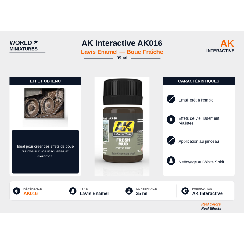 AK Interactive AK016 – Lavis Enamel “Boue fraîche” – 35 ml