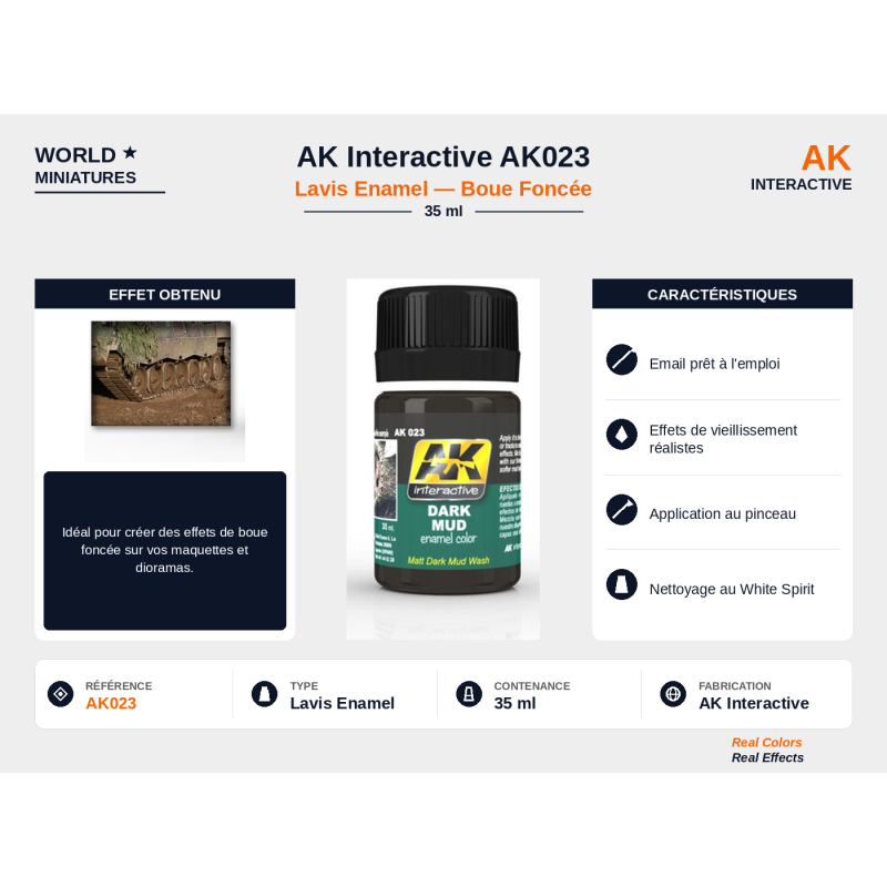 AK Interactive AK023 – Lavis Enamel “Boue foncée” – 35 ml