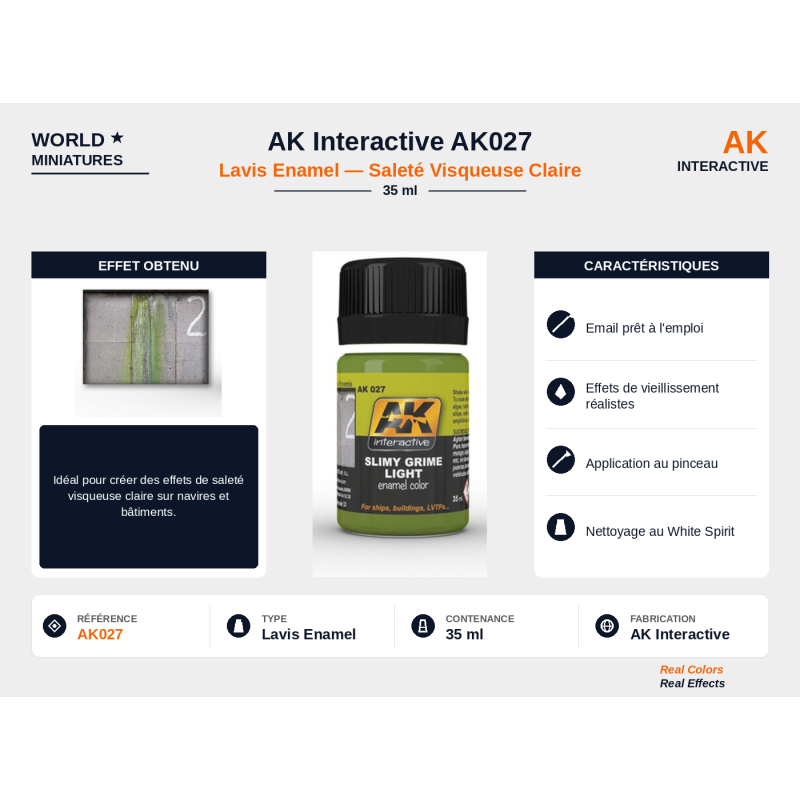 AK Interactive AK027 – Lavis Enamel “Saleté visqueuse claire” – 35 ml