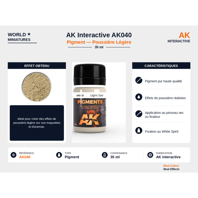 AK Interactive AK040 – Pigment “Poussière légère” – 35 ml