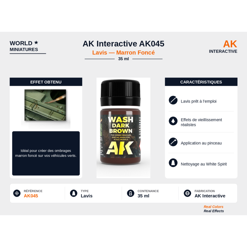 AK Interactive AK045 – Lavis Marron Foncé (35 ml)