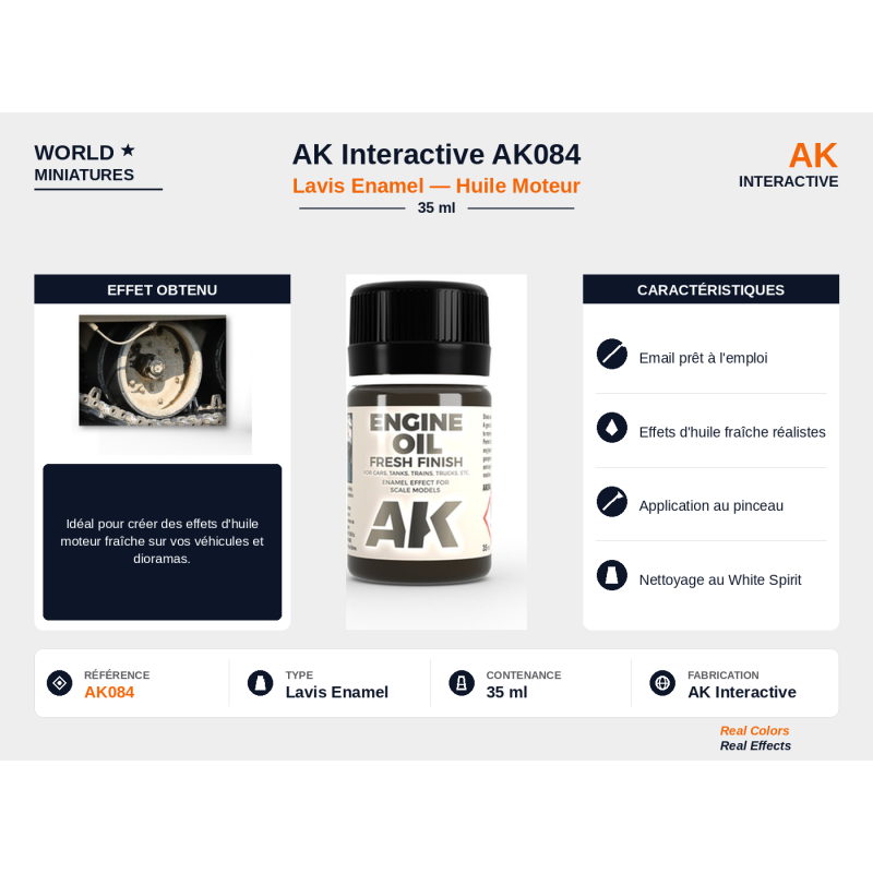 AK Interactive AK084 – Lavis Enamel Huile moteur – 35 ml