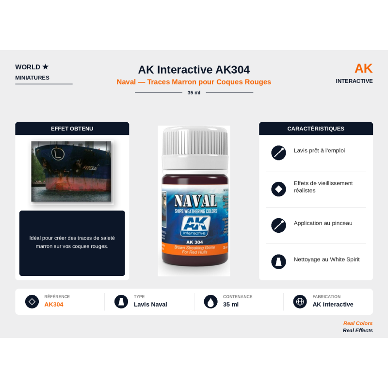 AK Interactive AK304 – Lavis Traces Marron Pour Coques Rouges – 35 ml