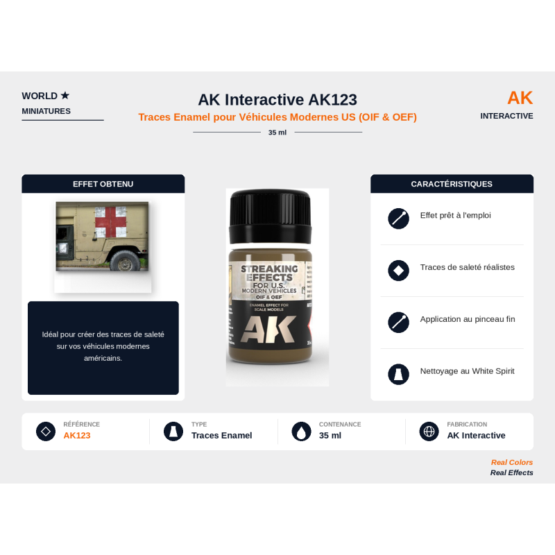 AK Interactive AK123 – Traces Enamel OIF & OEF – Véhicules US modernes – 35 ml