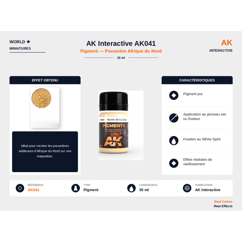 AK Interactive AK041 – Pigments Poussière Afrique du Nord – 35 ml