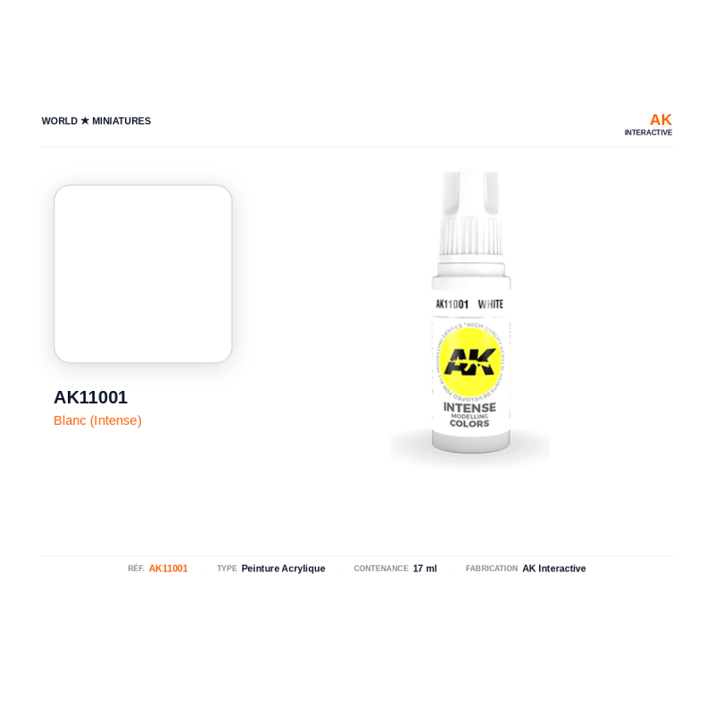 AK Interactive AK11001 – Peinture Acrylique Blanc – 17 ml