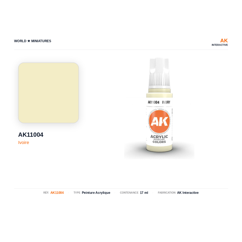AK Interactive AK11004 – Peinture Acrylique Ivoire – 17 ml