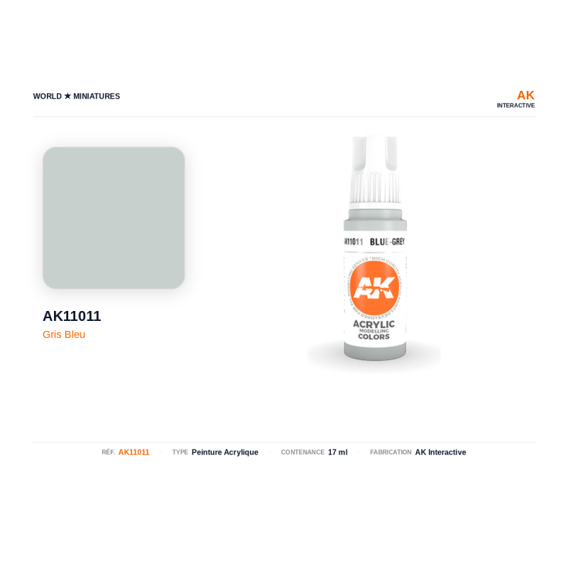 AK Interactive AK11011 – Peinture Acrylique Gris Bleu – 17 ml