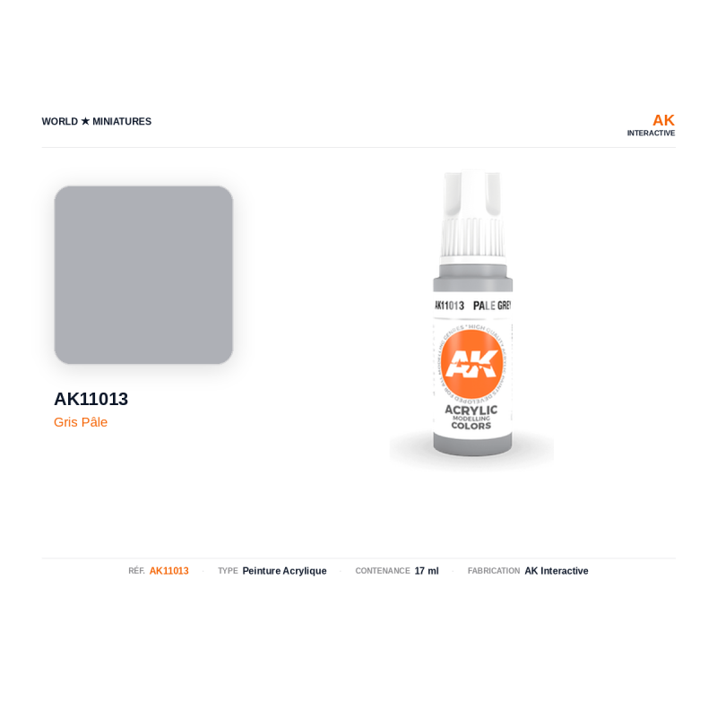AK Interactive AK11013 – Peinture Acrylique Gris Pâle – 17 ml