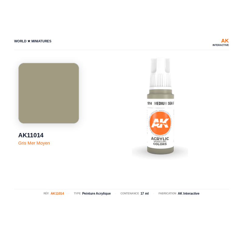 AK Interactive AK11014 – Peinture Acrylique Gris Mer Moyen – 17 ml