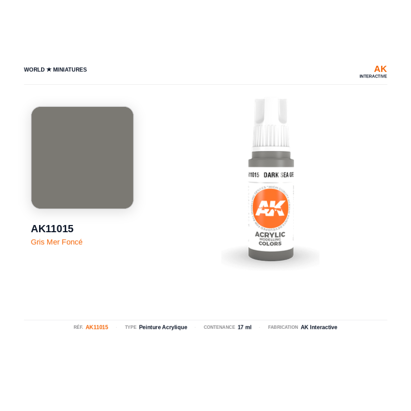 AK Interactive AK11015 – Peinture Acrylique Gris Mer Foncé – 17 ml