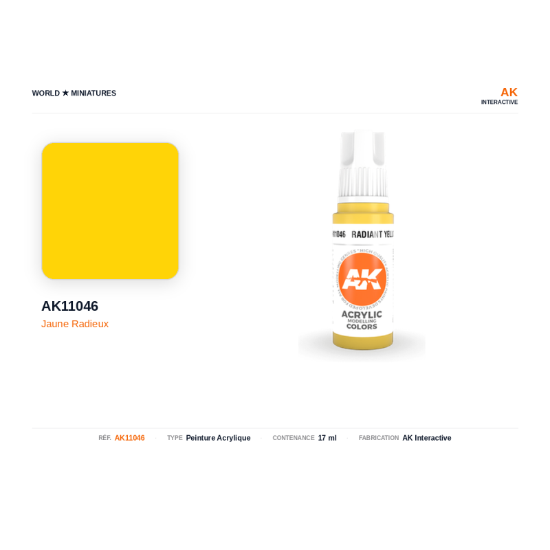 AK Interactive AK11046 – Peinture Acrylique Jaune Radieux (17 ml)
