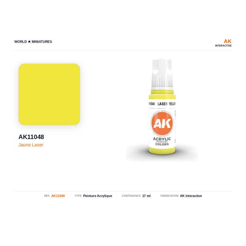AK Interactive AK11048 – Peinture Acrylique Jaune Laser (17 ml)