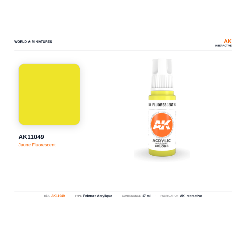 AK Interactive AK11049 – Peinture Acrylique Jaune Fluorescent (17 ml)