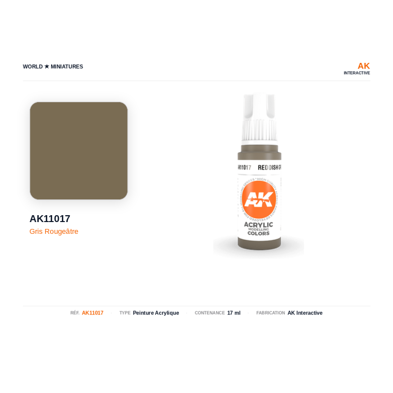 AK Interactive AK11017 – Peinture Acrylique Gris Rougeâtre – 17 ml