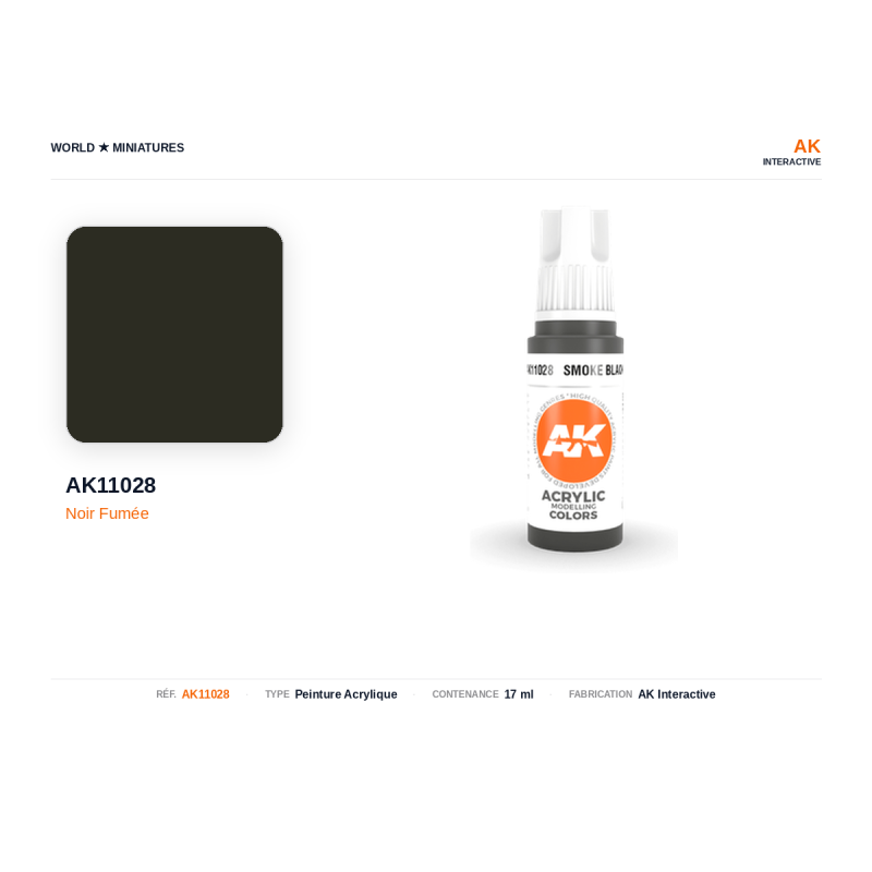 AK Interactive AK11028 – Peinture Acrylique Noir Fumée – 17 ml