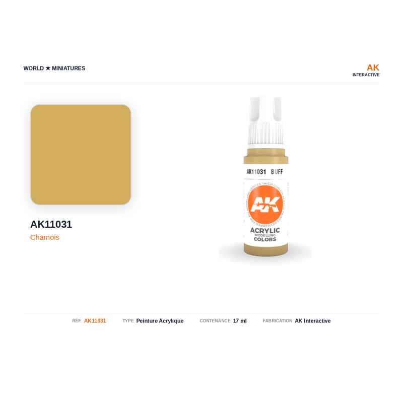 AK Interactive AK11031 – Peinture Acrylique Chamois (17 ml)