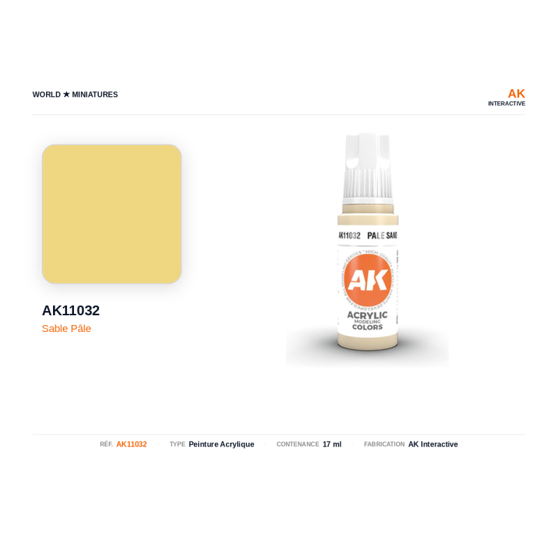 AK Interactive AK11032 – Peinture Acrylique Sable Pâle (17 ml)