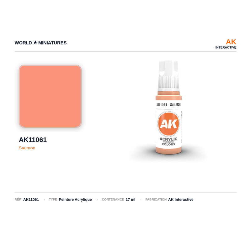 AK Interactive AK11061 – Peinture Acrylique Saumon  – 17 ml