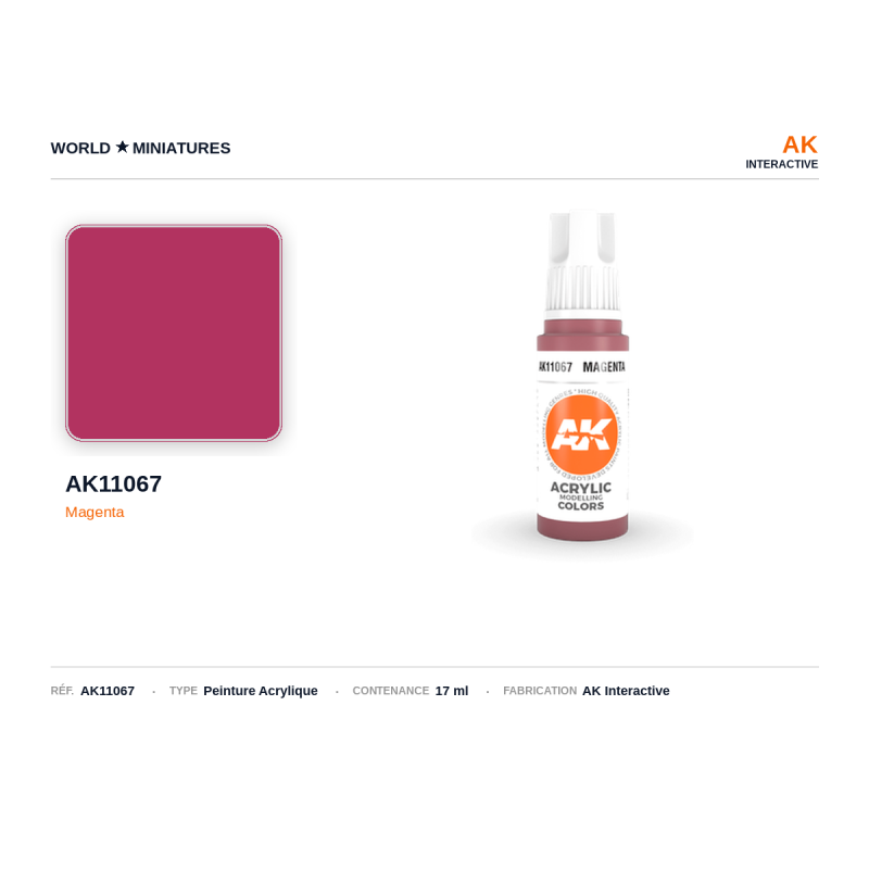 AK Interactive AK11067 – Peinture Acrylique Magenta (17 ml)