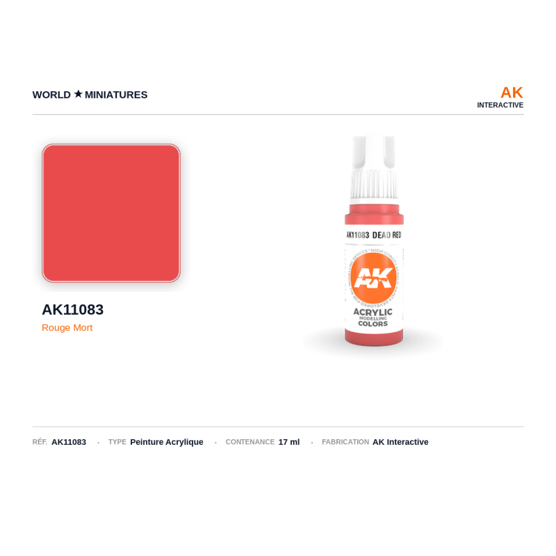 AK Interactive AK11083 – Peinture Acrylique Rouge Mort (17 ml)