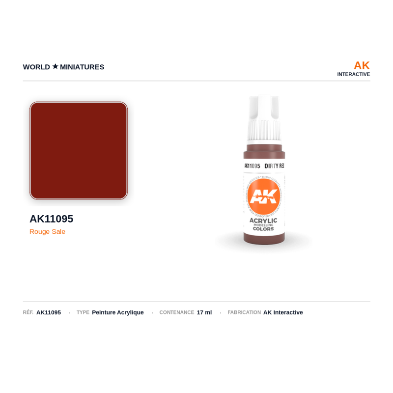 AK Interactive AK11095 – Peinture Acrylique Rouge Sale (17 ml)