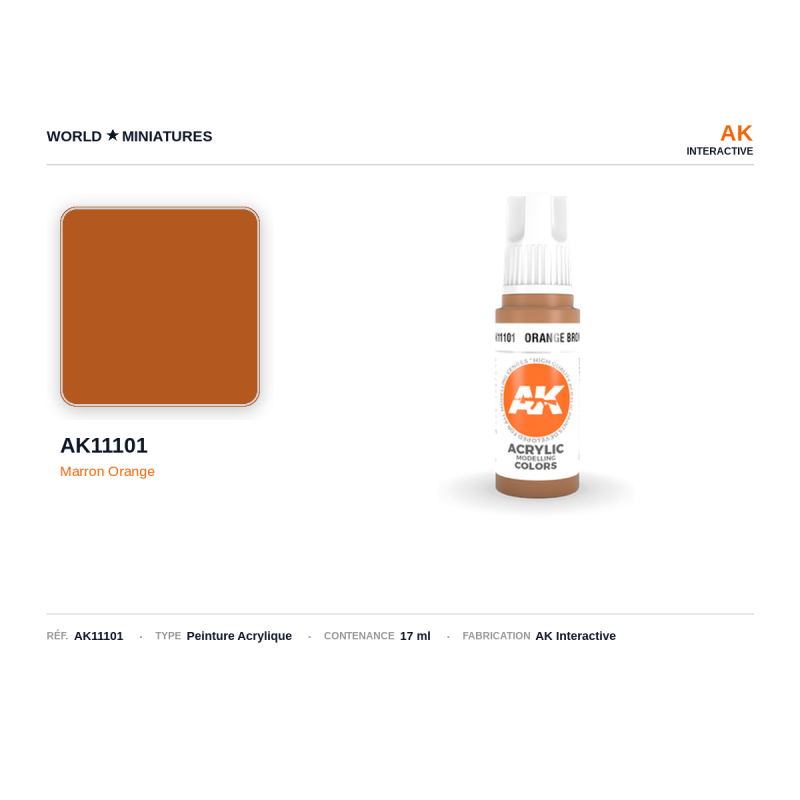 AK Interactive AK11101 – Peinture Acrylique Marron Orange – 17 ml