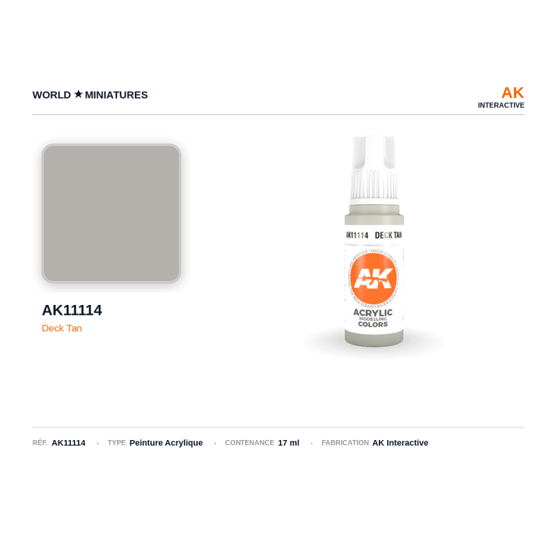 AK Interactive AK11114 – Peinture Acrylique Deck Tan – 17 ml