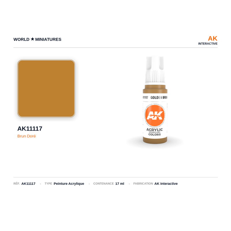AK Interactive AK11117 – Peinture Acrylique Brun Doré – 17 ml
