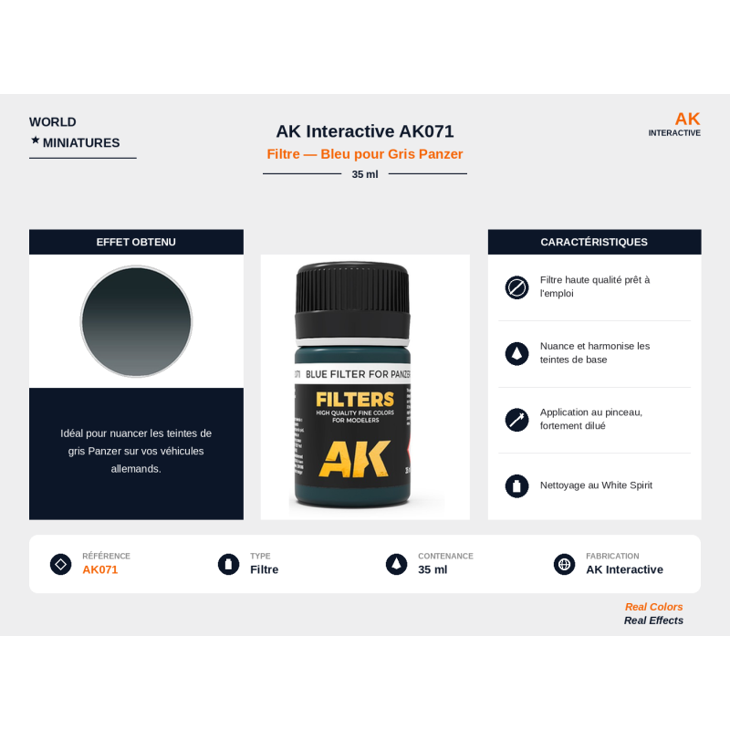 AK Interactive AK071 – Filtre bleu pour gris Panzer – 35 ml