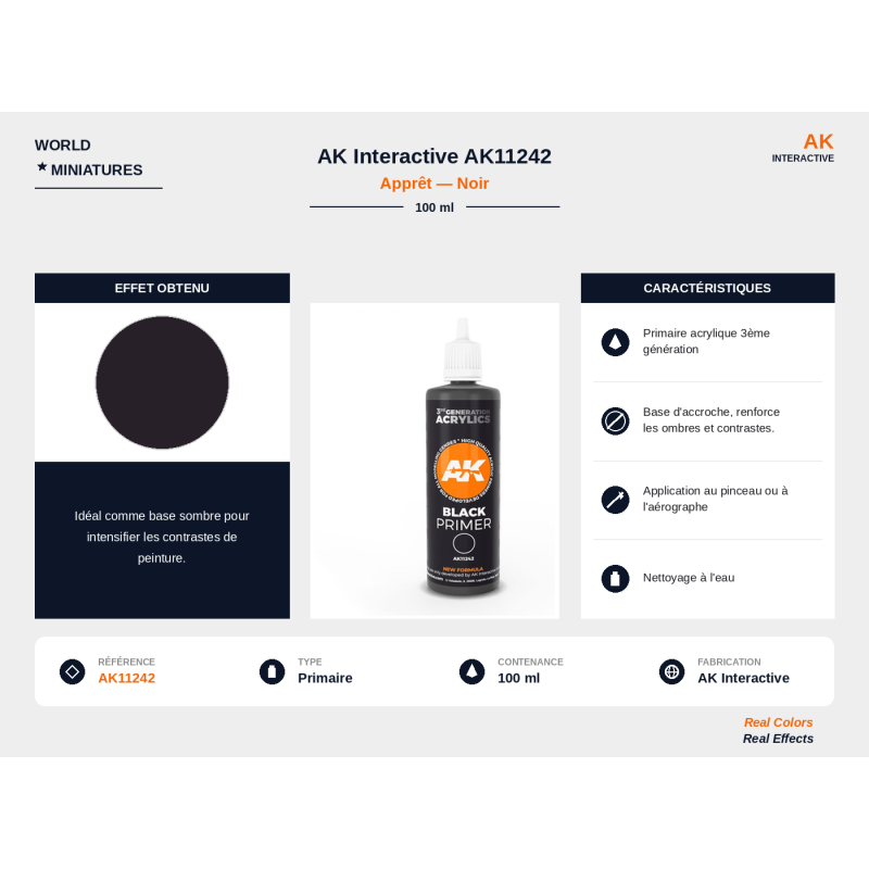 AK Interactive AK11242 – Apprêt Noir – 100 ml