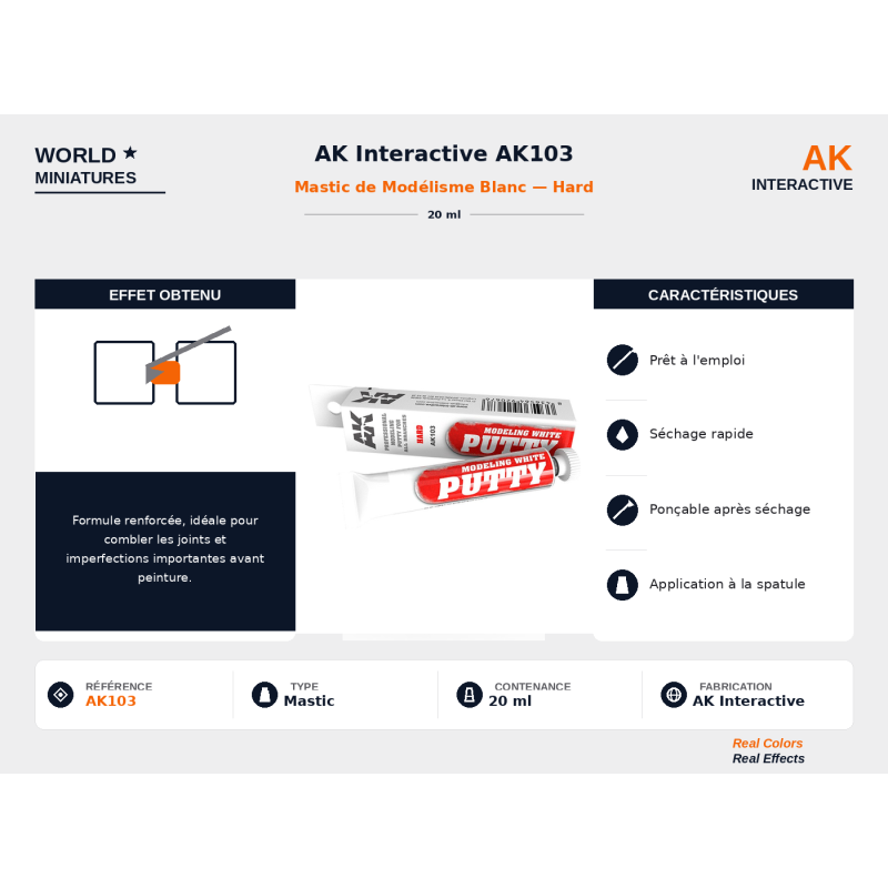 AK Interactive AK103 – Mastic de Modélisme Blanche (Standard) – 20 ml