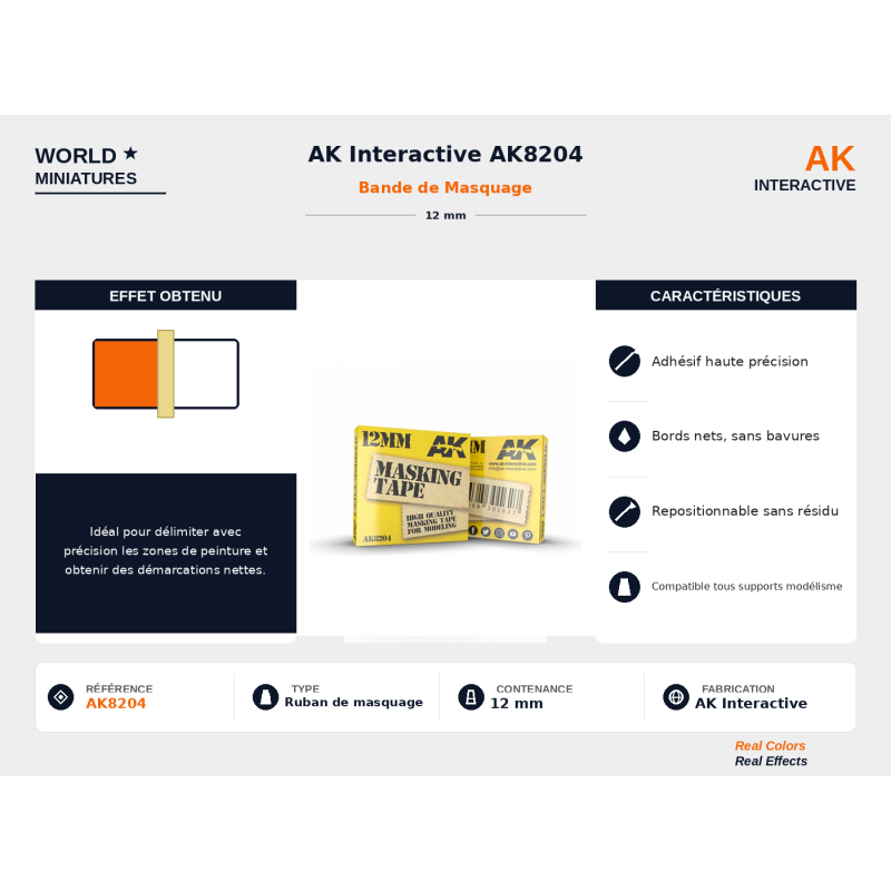 AK Interactive AK8204 – Bande Cache 12 mm – Bande de Masquage