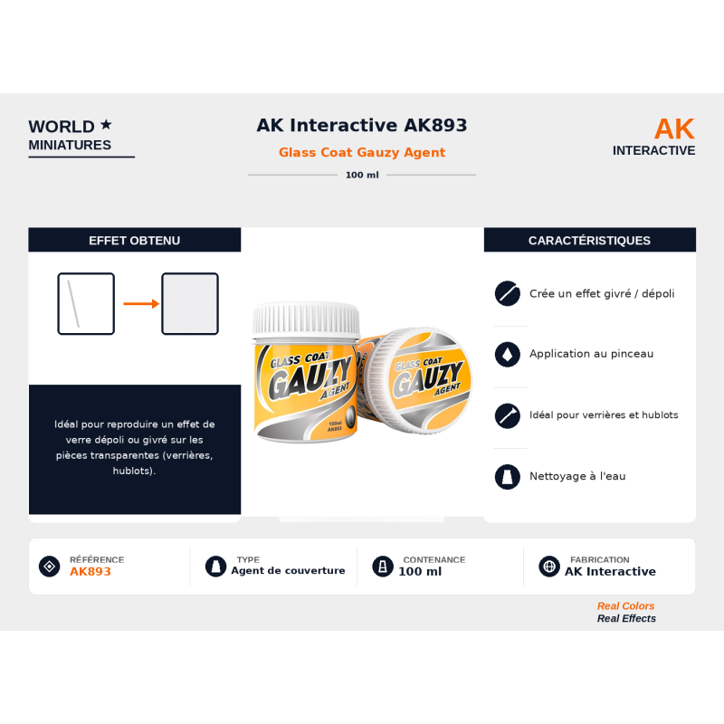 AK Interactive AK893 – Agent de Couverture Type Verre – 100 ml