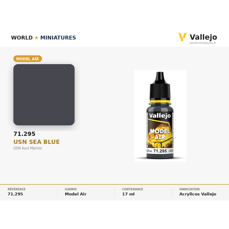 Vallejo 71.295 Bleu Marine USN (US Navy) 18 ml – Peinture Acrylique