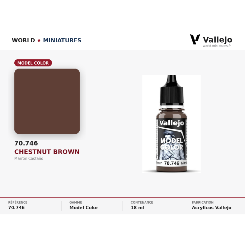 Vallejo 70.746 Brun Noisette 18 ml – Peinture Acrylique