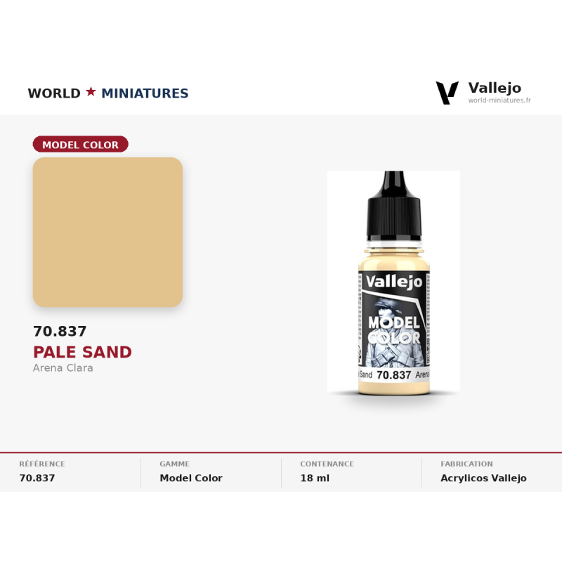 Vallejo 70.837 Sable Clair 18 ml – Peinture Acrylique