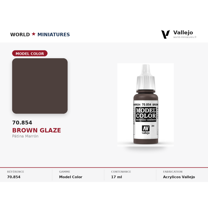 Vallejo 70.854 Brown Glaze 17 ml – Peinture Acrylique