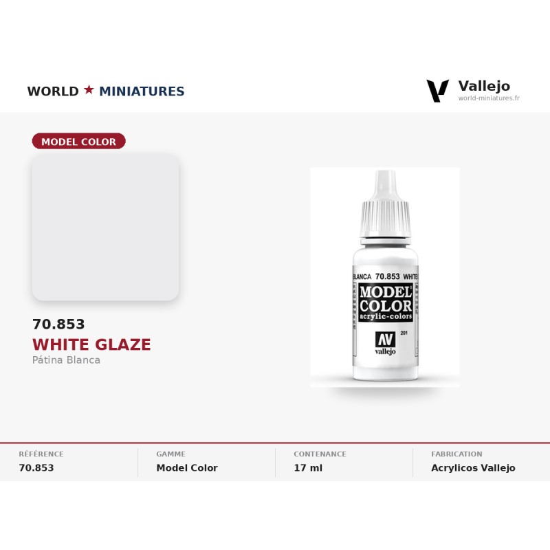 Vallejo 70.853 Patine Blanche 17 ml – Peinture Acrylique