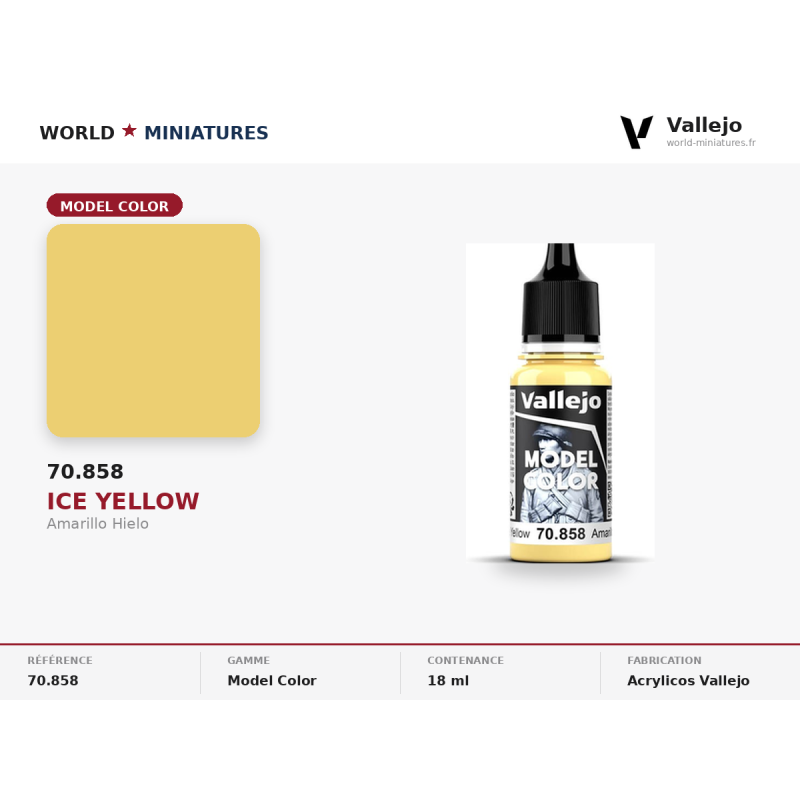 Vallejo 70.858 Glace Amarillo 18 ml – Peinture Acrylique