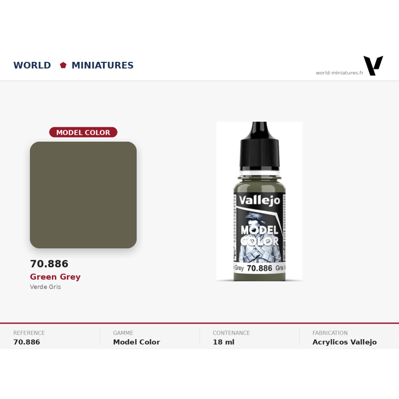 Vallejo 70.886 Vert Gris 18 ml – Peinture Acrylique